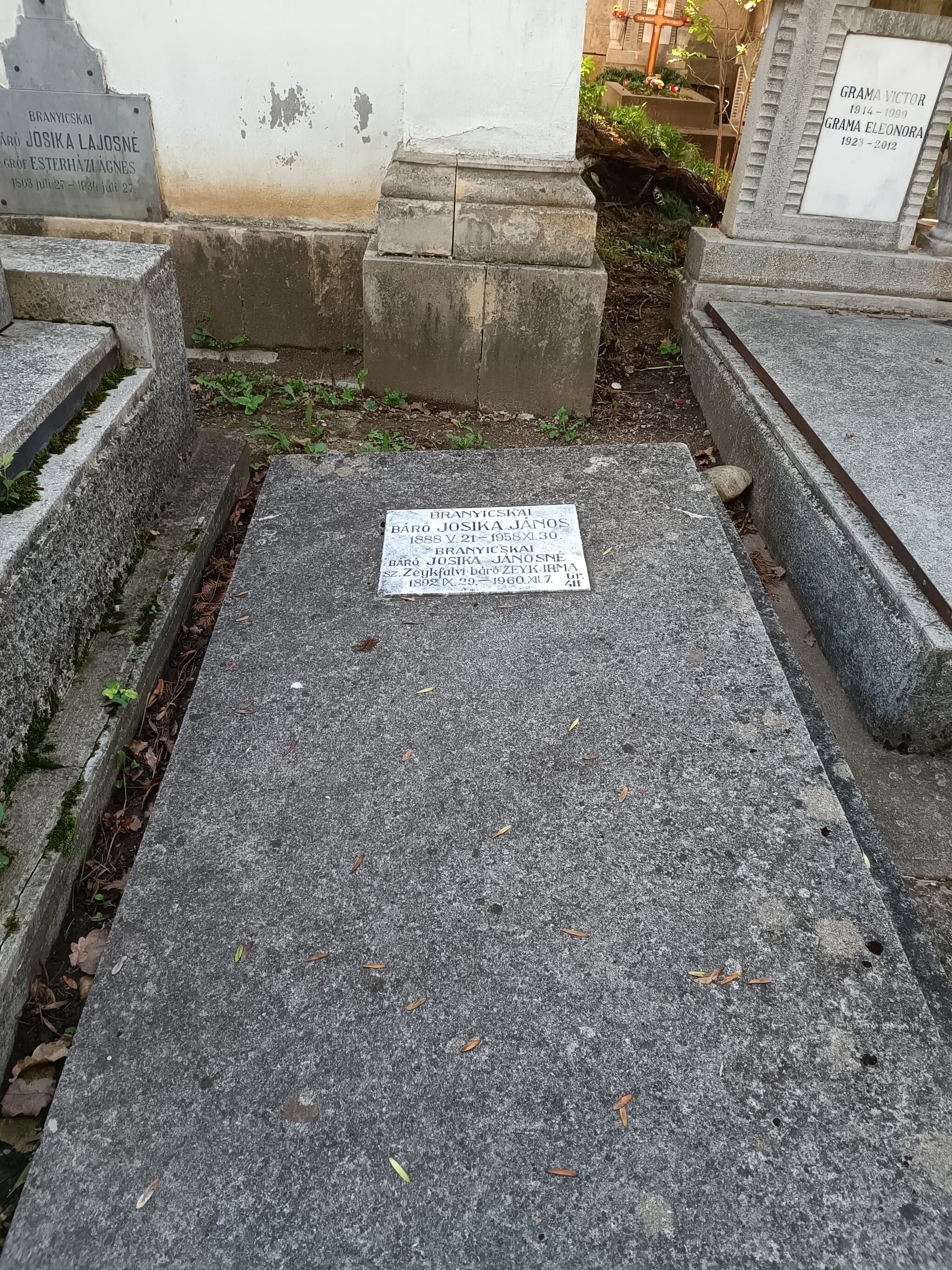 branyicskai báró Jósika János 1888 sírja