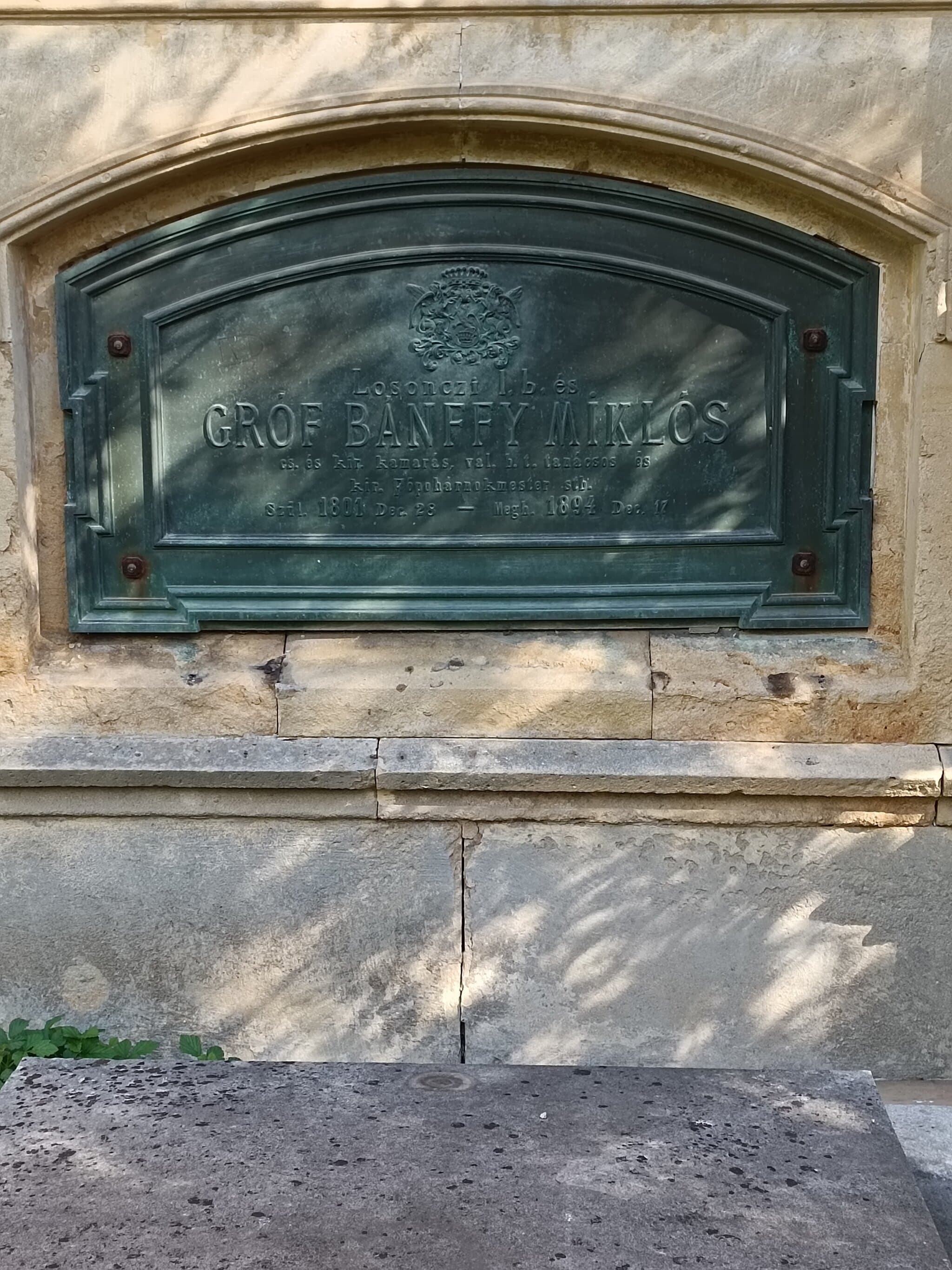 losonczi gróf Bánffy Miklós 1801 sírja