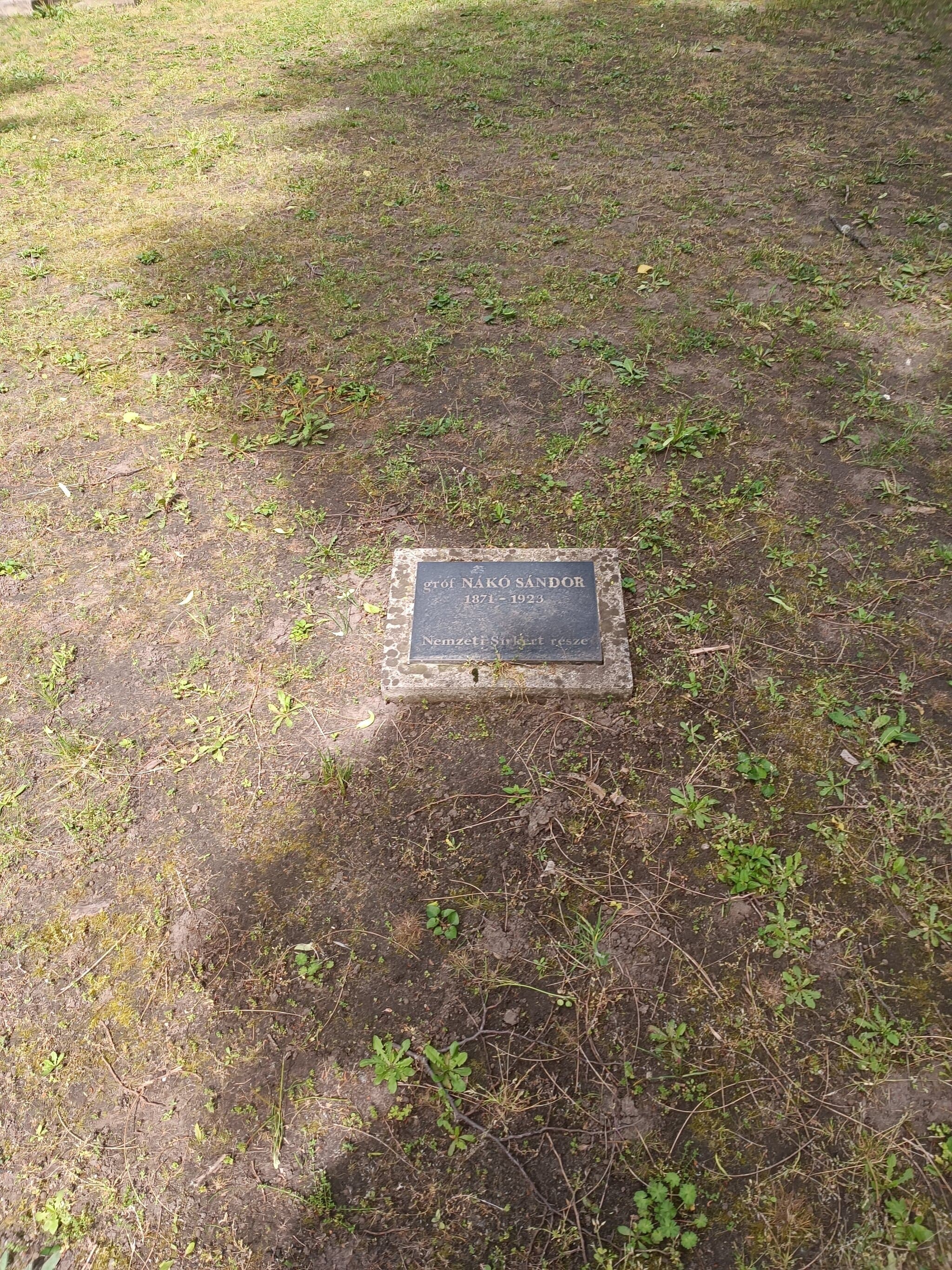 nagyszentmiklósi gróf Nákó Sándor 1871 sírja